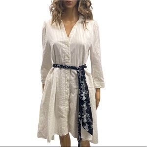 Anthropologie Moulinette Souers Shirt Dress with Pockets, White, Size 10